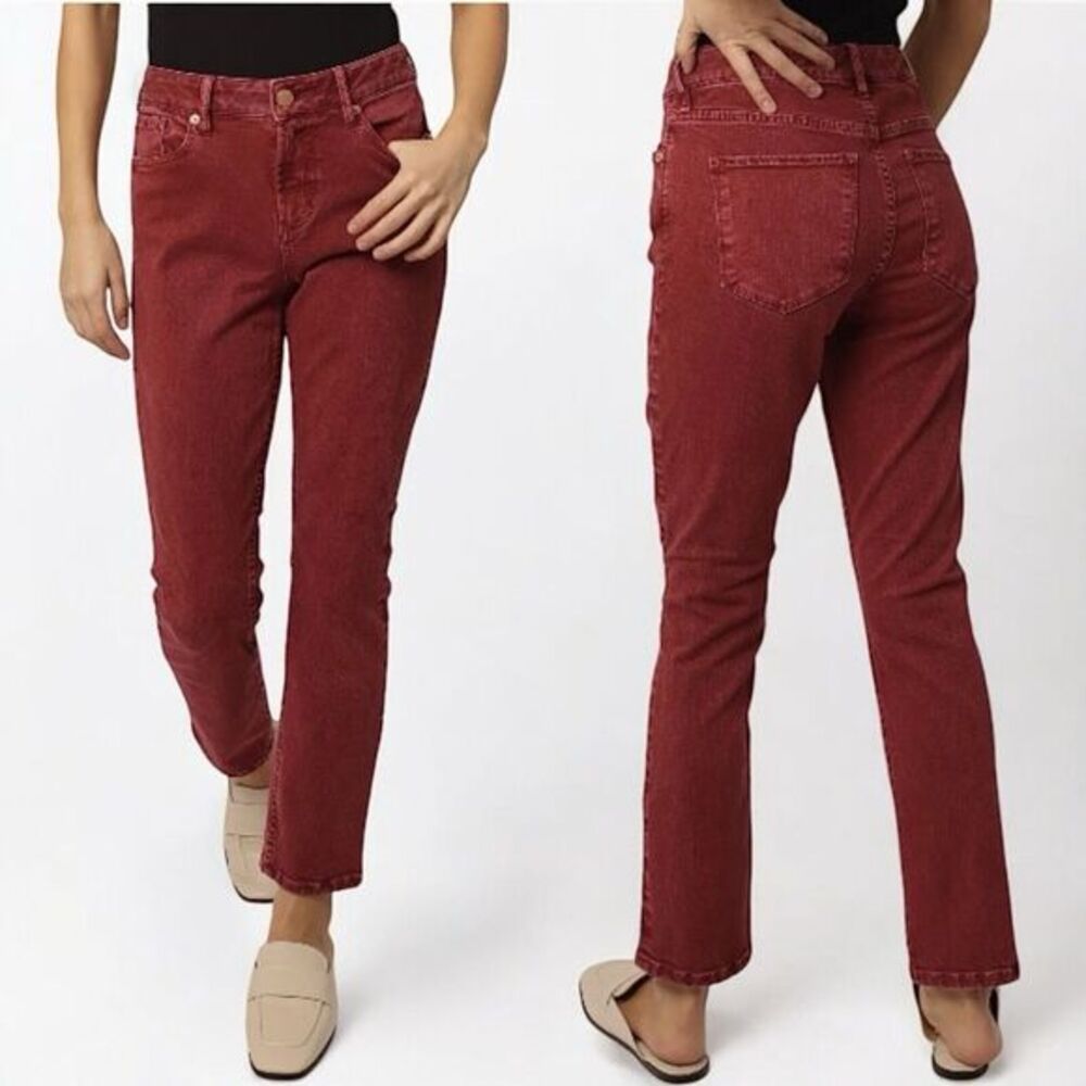 Dear John Blaire‎ Slim Straight Jeans Size 24 Distressed Red Molted Lava Ankle